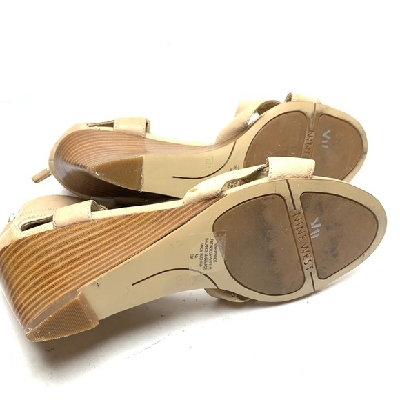 Nine West PIPINHOT Wedge Genuine Leather Sandals 6 - Picture 7 of 12